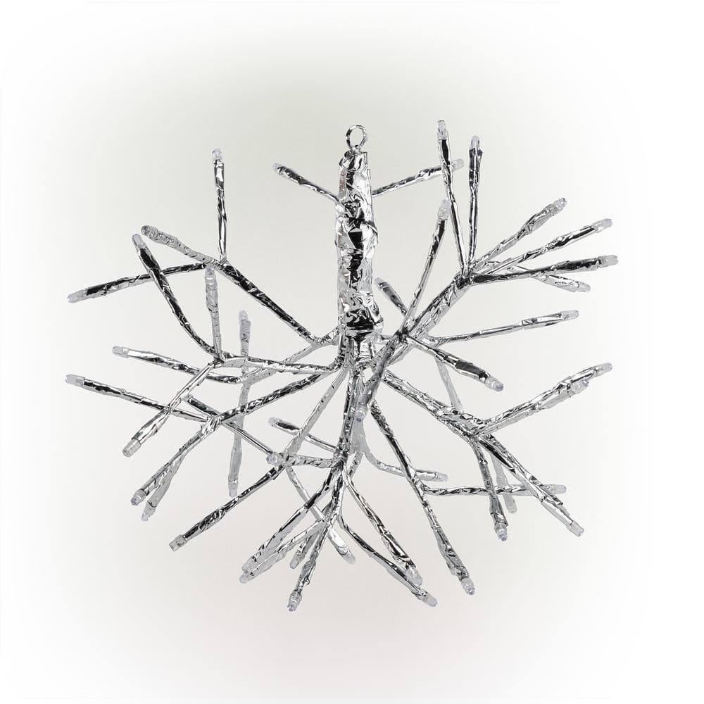 Alpine Corporation 10 in. Tall Christmas Snowflake Silver Ornament with ...