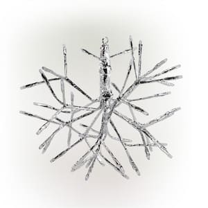 10 in. Tall Christmas Snowflake Silver Ornament with White LED Lights
