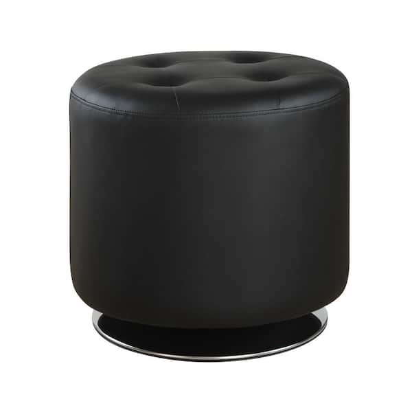Coaster Home Furnishings Black Round Upholstered Ottoman
