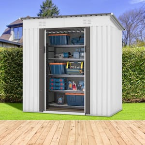 6 ft. W x 4 ft. D Outdoor Metal Storage Shed with Lockable Sliding Doors, Vents for Backyard, Garden, White (24 sq. ft.)