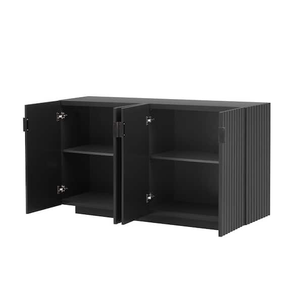 COWLOWN 59.8 in. W x 15.7 in. D x 33.4 in. H Bathroom Black Linen Cabinet