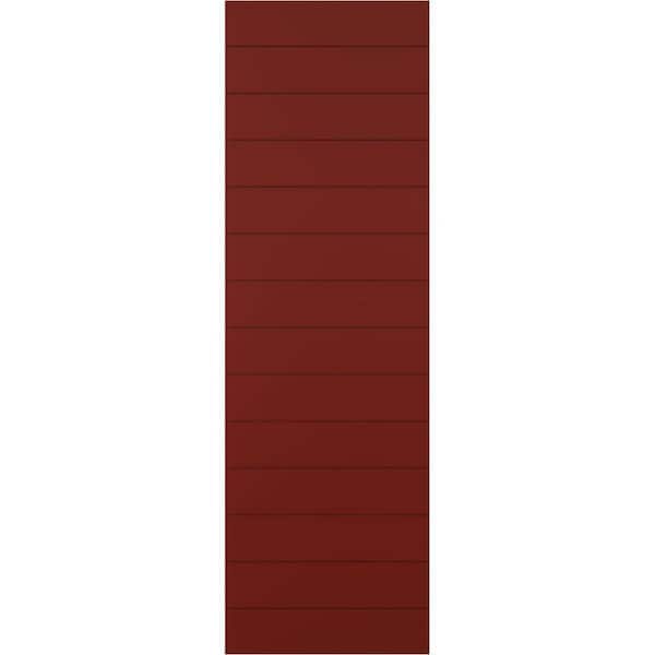 Ekena Millwork 12 in. x 30 in. True Fit PVC Horizontal Slat Modern Style Fixed Mount Board and Batten Shutters Pair in Pepper Red