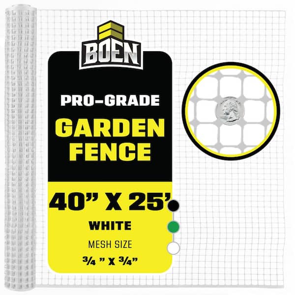 BOEN 40 in. x 25 ft. White Plastic Garden Fence