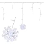 Home Accents Holiday 70 LED Dome Icicle Lights w/5 3D Snowflakes Cool White.NIB 
