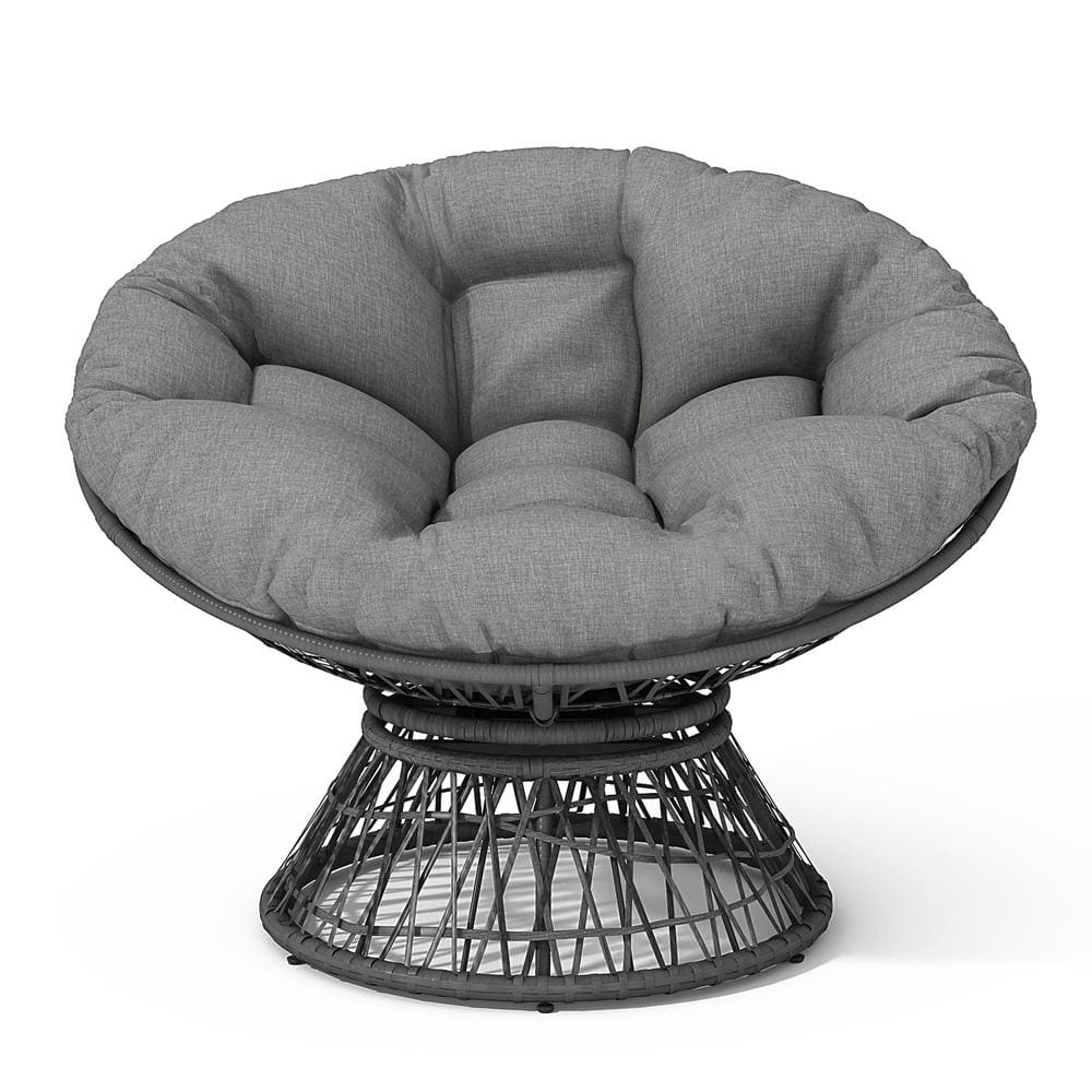 Wicker Outdoor Lounge Chair, Gray Base 360° Swivel Ergonomic Chair, with G