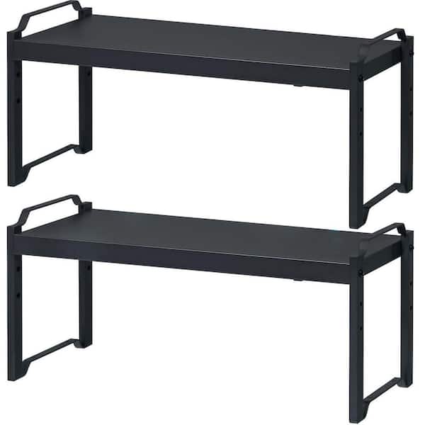 2-Pack Expandable Cabinet Shelves, Stackable Shelf Organizer for Kitchen Cabinet Storage, Adjustable Pantry Rack