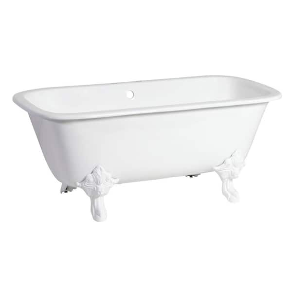 Kingston Brass Aqua Eden Double Ended 67 in. Cast Iron Clawfoot Bathtub in  White HVCTQ7D6732NLW - The Home Depot