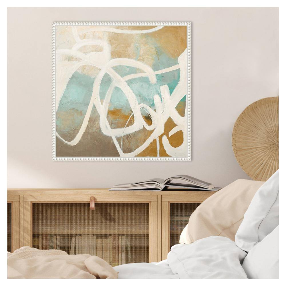 Notify Abstract White and Blue Canvas Wall Art with Frame