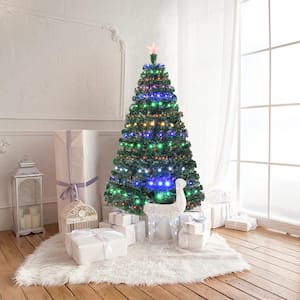 6 ft. Green PreLit Multicolor Artificial Christmas Tree with LED Light and Metal Stand