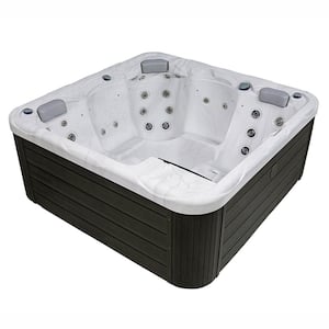 Boston 5-Person Spa 42-Jets LED Lighting Ozone Generator Sterling Silver, Grey, Includes Hot Tub Cover