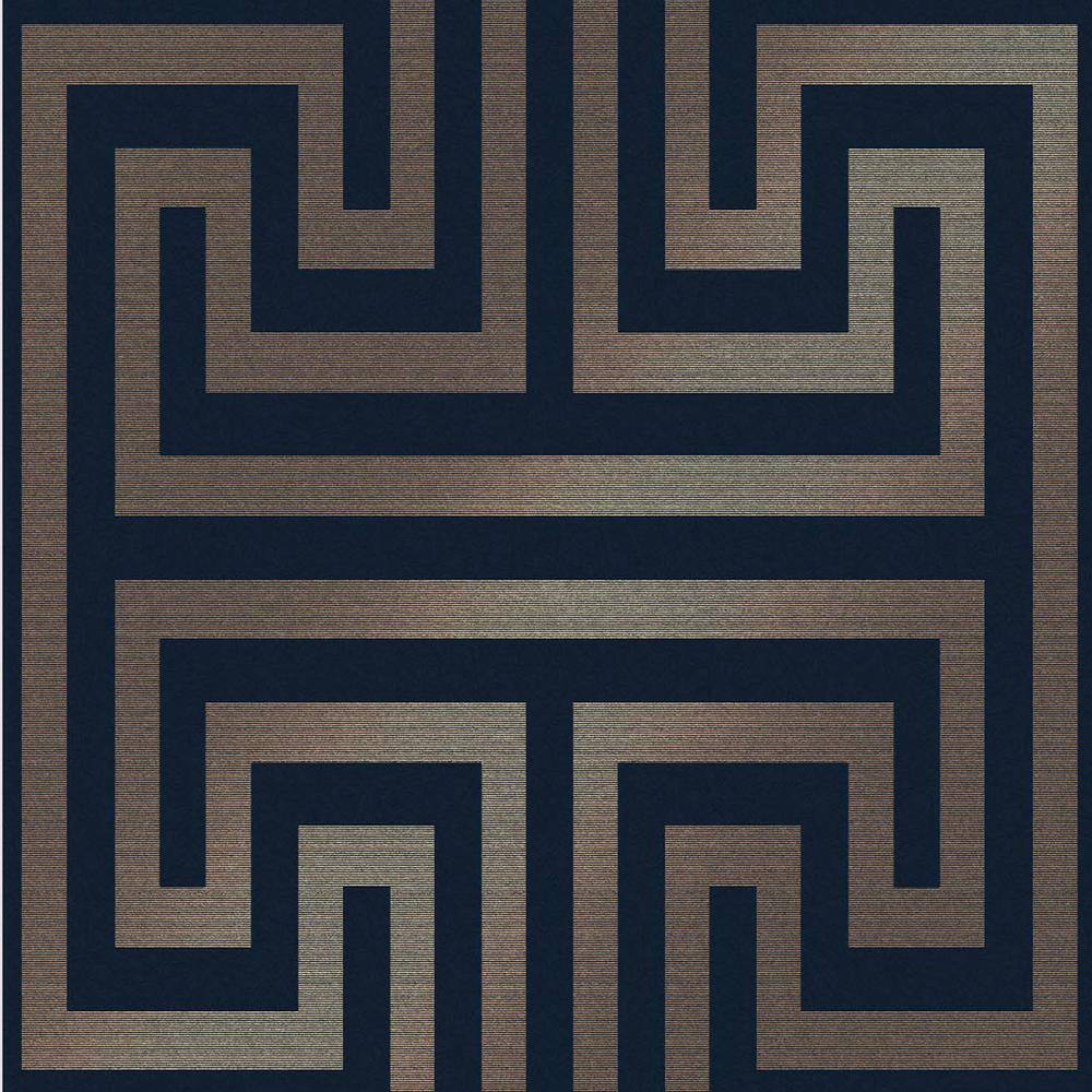 Metallic Greek Key Navy and Gold Removable Wallpaper