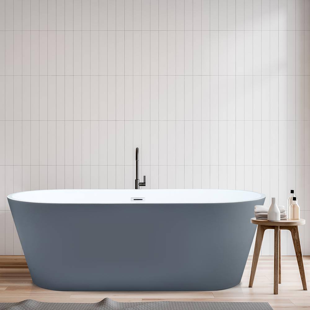 Szany 67'' Gray Freestanding Acrylic Soaking Bathtub