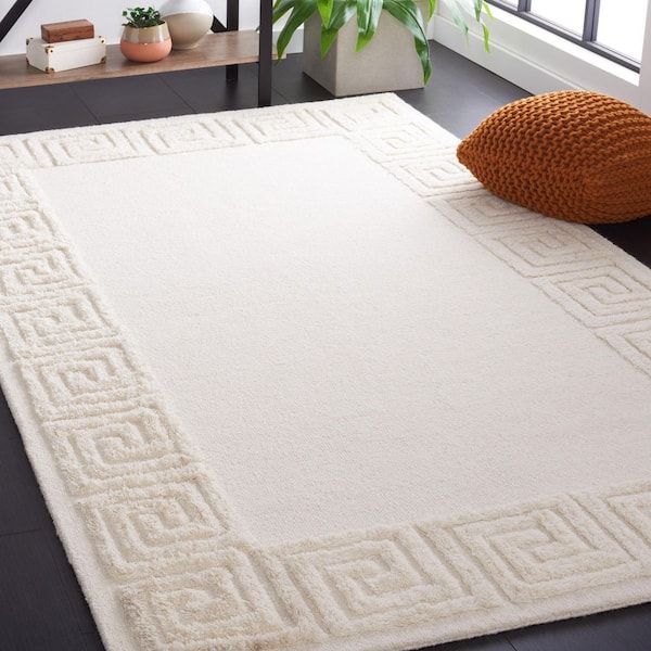 Metro 5 ft. x 8 ft. Ivory Meander Border Area Rug