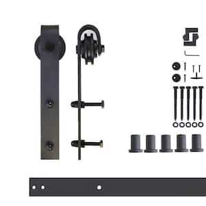 6.6 ft./79 in. Black Rustic Non-Bypass Sliding Barn Door Track and Hardware Kit for Single Door