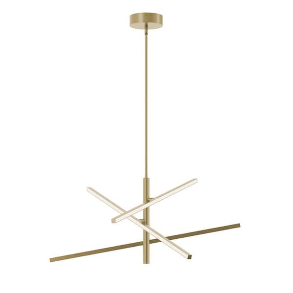 AFX Knoll 36 in. 3-Light Antique Brass Pendant Light with Acrylic