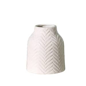 6.9 in. Modern Boho White Ceramic Cylinder Decorative Vase LX0724