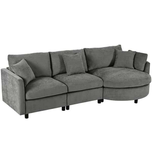 Polibi 111.4 in. Square Arm Polyester Sectional Sofa with 3