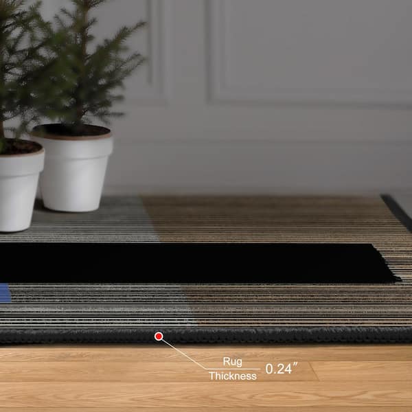 Multi-Colored 8 ft. x 10 ft. Read Between the Lines II Washable Geometric Area Rug