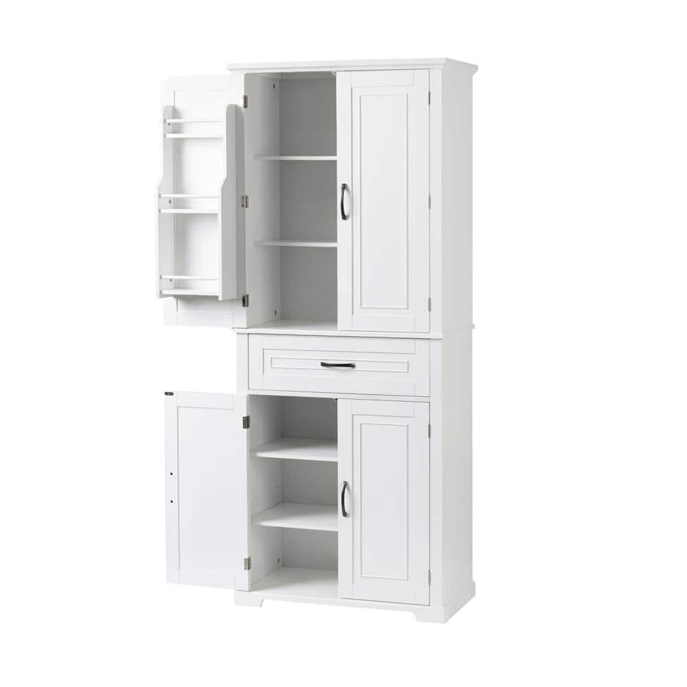 29.9 in. W x 15.7 in. D x 72.2 in. H White Bathroom Tall Storage Linen Cabi