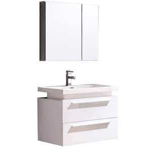 Medio 32 in. Vanity in White with Acrylic Vanity Top in White and Medicine Cabinet