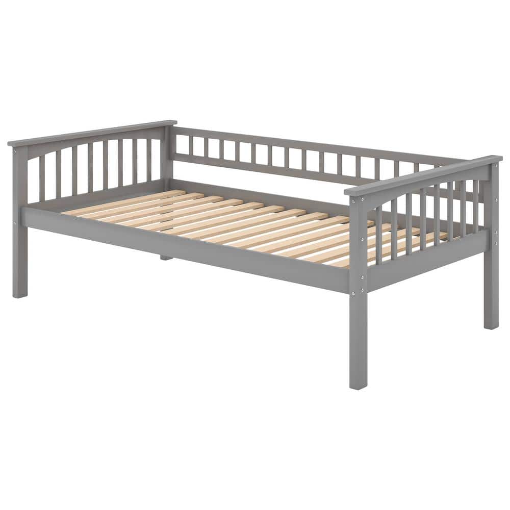 Harper & Bright Designs Gray Twin Size Wood Bunk Bed With 2-Drawers ...