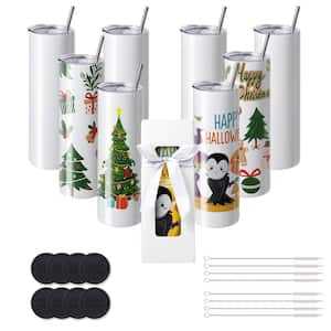 8-Pack 30 oz. Sublimation Tumblers, Skinny Straight Stainless Steel Blanks Cups, Stainless Steel Double Wall Tumbler