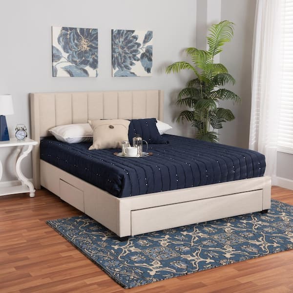 Baxton Studio Coronado Beige Wood Frame Full Platform Bed 224