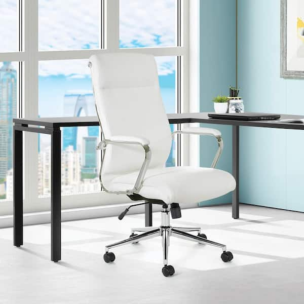 MAYKOOSH White High Back Executive Premium Faux Leather Office Chair with Back  Support, Armrest and Lumbar Support 29478MK - The Home Depot