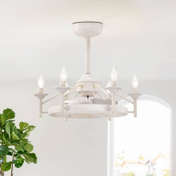 Heritage 21 in. 6-Light Indoor White Industrial Metal Ceiling Fan Included Smart Remote