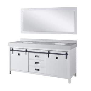 Da Vinci Exclusive 72 in. Wx 25 in. D x 36 in. H Double Bath Vanity in White with White Carrara Marble Top and Mirror