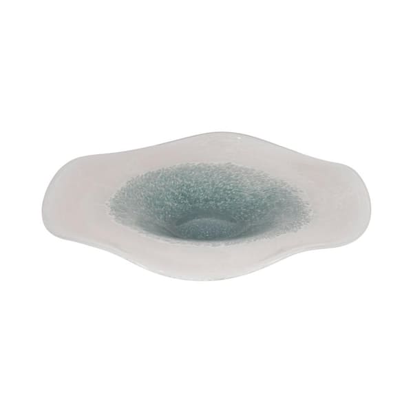 Liv & Skye Blue/White Glass 12 in. Decorative Bowl