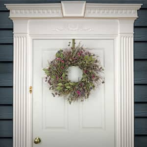 22 in. Artificial Eucalyptus and Wildflowers Spring Wreath