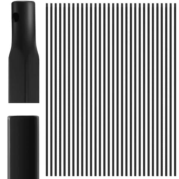 Afoxsos 44 in. x 1 in. Wrought Iron Plain Hollow Iron Spindles Deck Balusters in Black-(30-Pack)