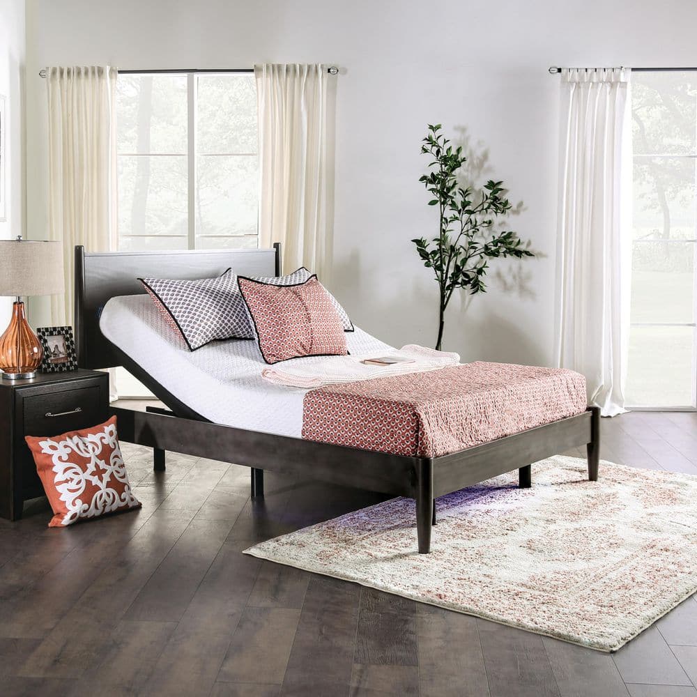 Furniture of America Harmony Black King Adjustable Bed Frame With