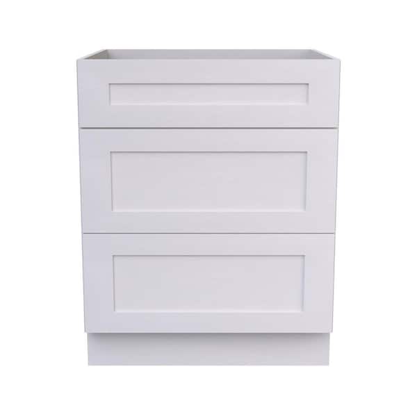 18 in. W x 21 in. D x 34.5 in. H Ready to Assemble Plywood Shaker Drawer Base Bathroom Cabinet with Soft Close in White