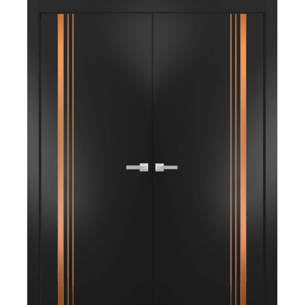 56 in. x 96 in. 2 Panel Black Matte Finished Solid Wood with Honeycomb Sliding Door with Hardware price history on PriceWatchPro