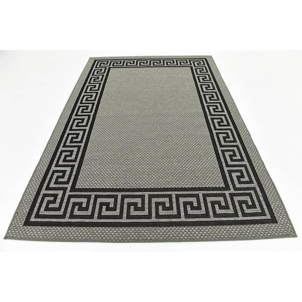 Unique Loom Outdoor Greek Key Area Rug - 2'2 x 3' - Gray