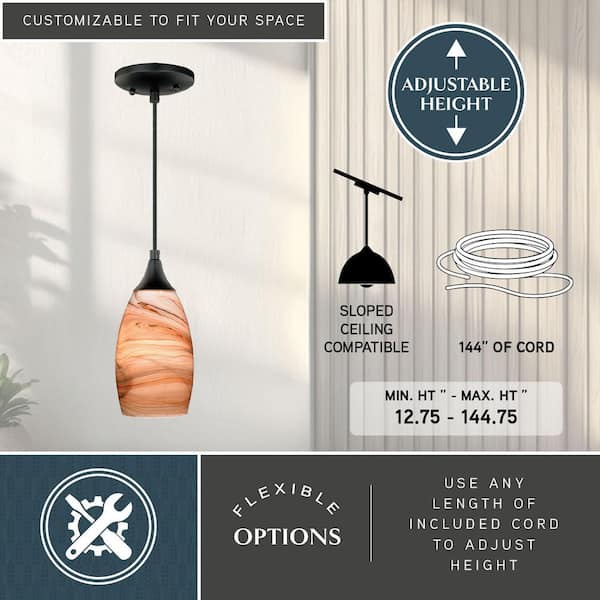 VAXCEL Milano 1-Light Oil Rubbed Bronze Shaded Mini Pendant