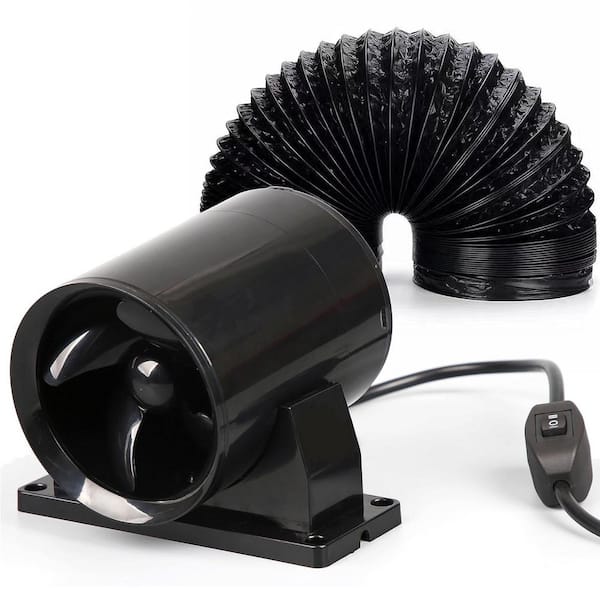 KIWDZFU 4 in. 2-Speed Inline Duct Fan with Hose and Clamps for Ventilation