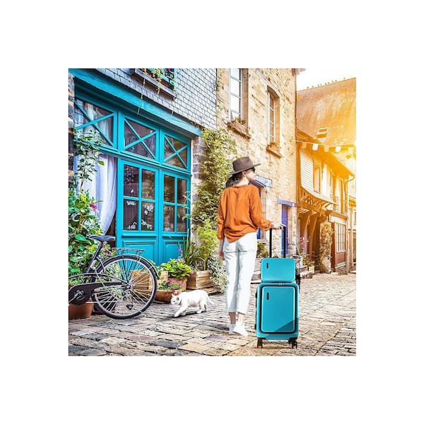 TRAVELARIM 4-Piece Teal Nested Hard Luggage Set Expandable Spinner