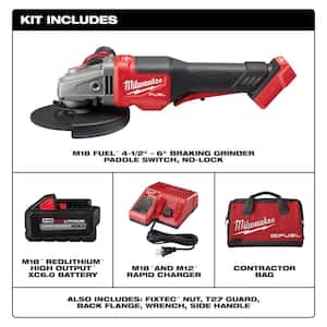 M18 FUEL 18V Lithium-Ion Brushless Cordless 4-1/2 in./6 in. Grinder with Paddle Switch Kit and One 6.0 Ah Battery
