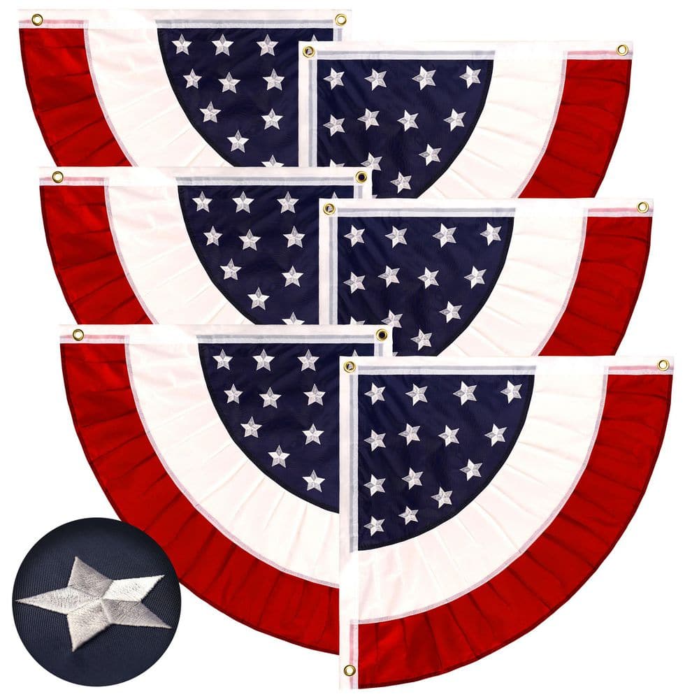 1.5 ft. x 1.5 ft. Embroidered USA Center Quarter Circle Fan Flag with Canvas Header Brass Grommets (3-Pack) price history on PriceWatchPro