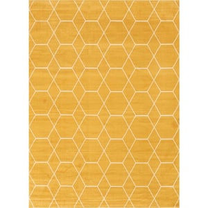 Trellis Frieze Yellow/Ivory 8 ft. x 11 ft. Geometric Area Rug