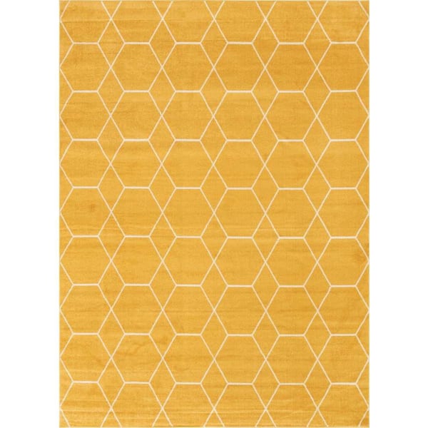 StyleWell Trellis Frieze Yellow/Ivory 8 ft. x 11 ft. Geometric Area Rug