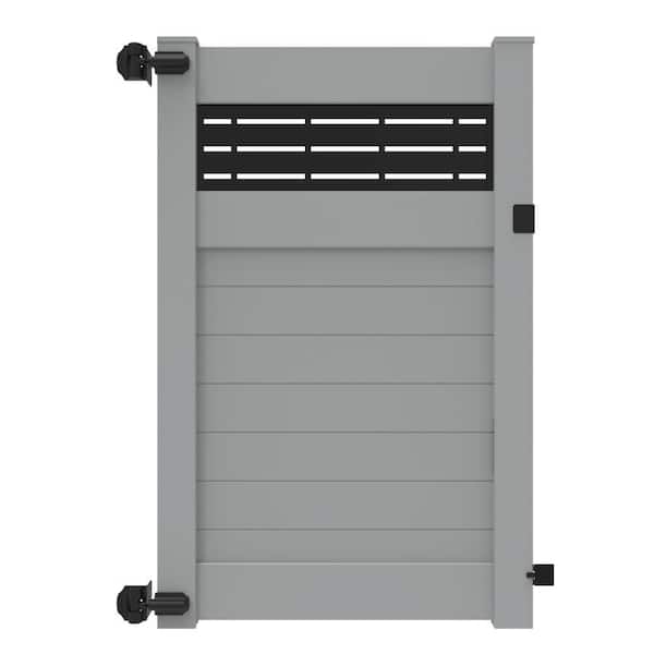 Barrette Outdoor Living Horizontal Fence Boardwalk DSP 4 ft. x 6 ft. Gray Vinyl Privacy Fence Gate