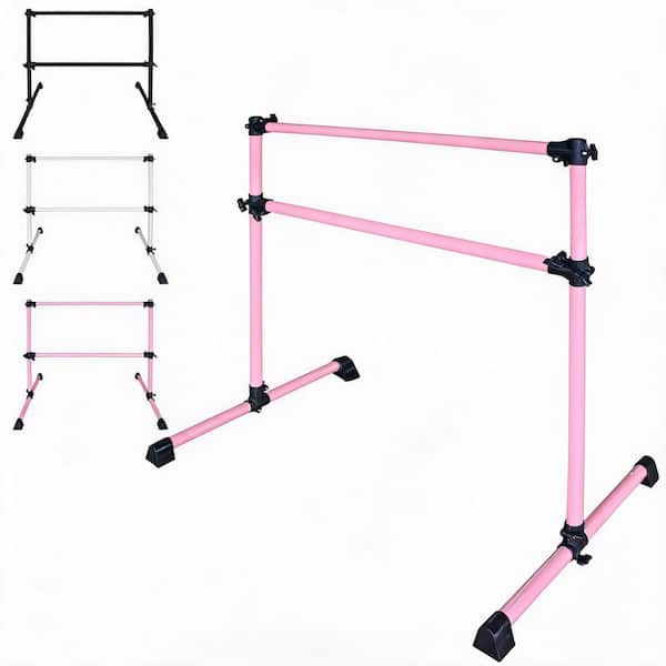 Portable 48 in. Pink Steel Ballet Barre with Adjustable Height 6.7-46 in. for Dance Practice Unassembled