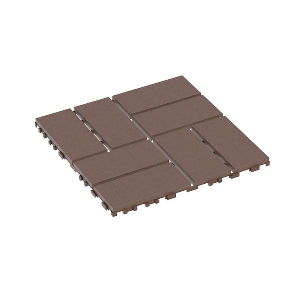 ITOPFOX 11.8 in. x 11.8 in. Square Waterproof Patio Plastic Interlocking Deck Tiles in Dark Brown 44-Pack