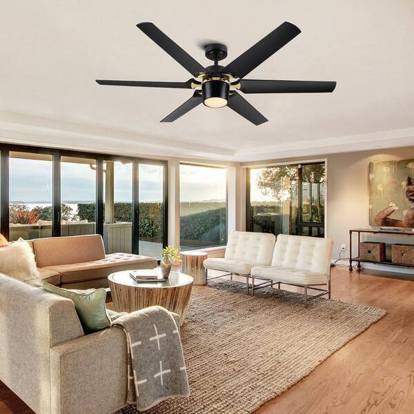Yuhao 60 In Dimmable Led Indoor Antique Black Large Ceiling Fan With Multi Sd Remote Control Yhdc1127bk603 The