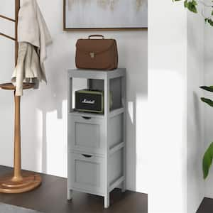 12 in. W x 12 in. D x 35 in. H Gray MDF Freestanding Linen Cabinet with 2 Removable-Drawers