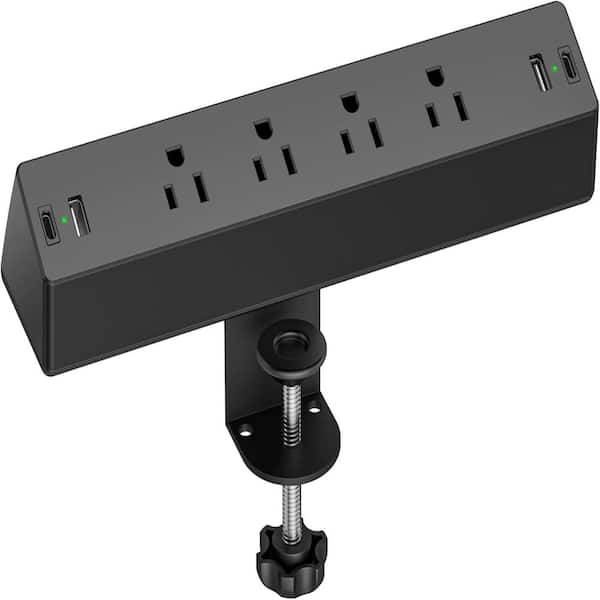 Desk Clamp Power Strip, Flat Plug Fast Charging Station, Desk Mount Surge Protector with PD 20W USB C Ports 6ft